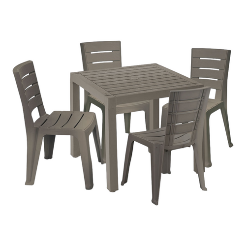 Combo Barú: Mesa + 4 Sillas sin Brazos Mocca / Rimax