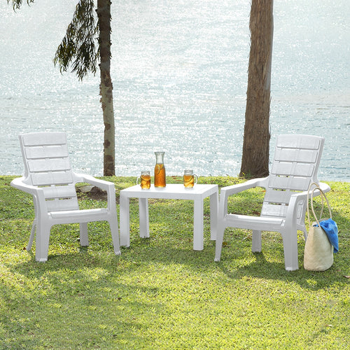 Combo Barú: Mesa de Centro + 2 Sillas Playeras Gris Hielo / Rimax