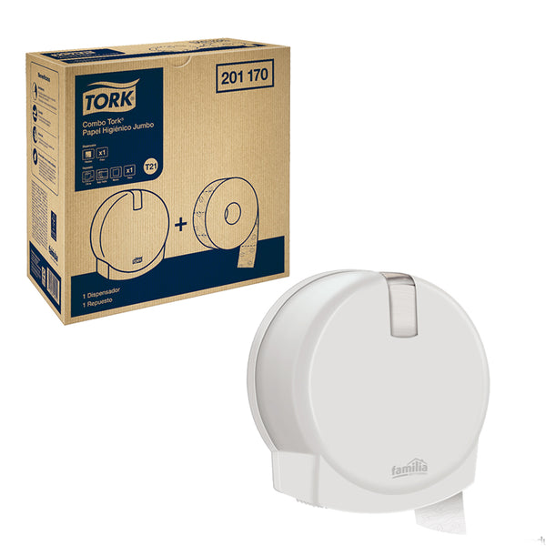 Combo Tork® Papel Higiénico Jumbo + Dispensador / Familia