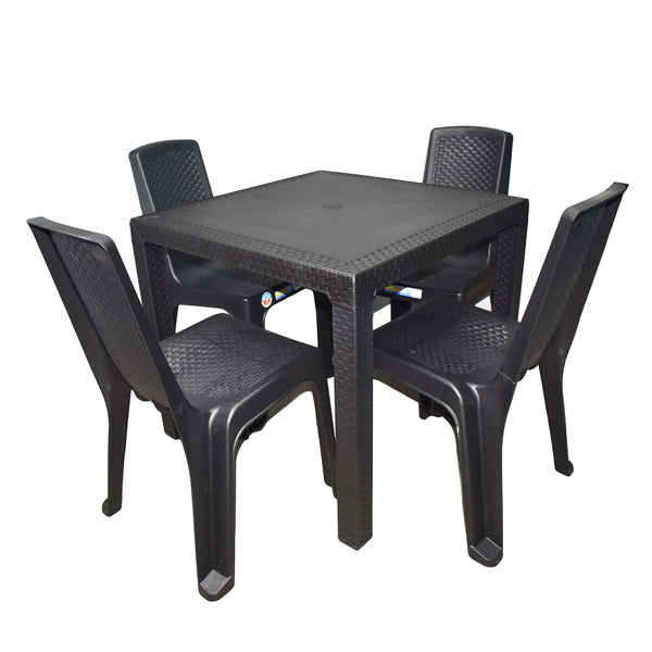 Combo Eterna: Mesa + 4 Sillas Eternas sin Brazos Negro / Rimax