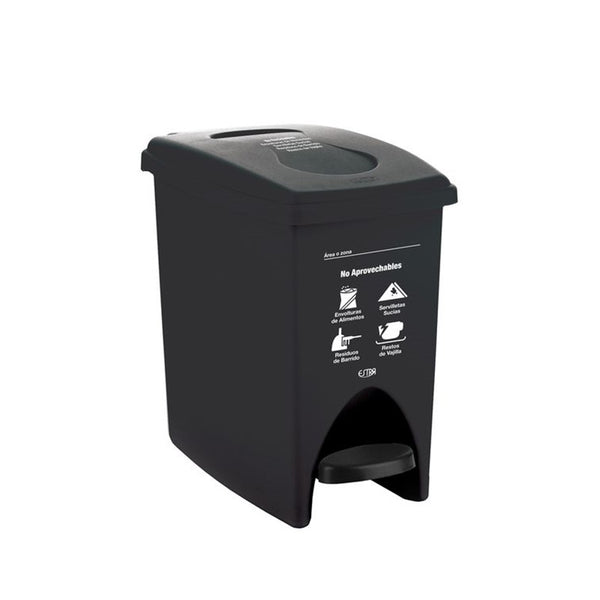 Papelera Clásica Pedal 10 Litros Negro / Estra