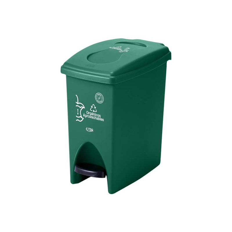 Papelera Pedal 10 Litros Material Reciclado Verde  / Estra