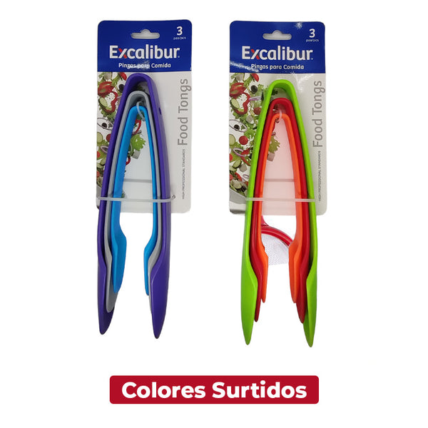 Set x 3 Pinzas para Servir (Colores Surtidos) / Excalibur