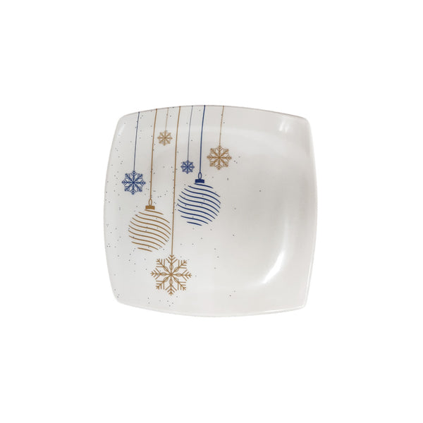 Plato Cuadrado Mini 17 cm en Melamina Diseño Bolas de Navidad