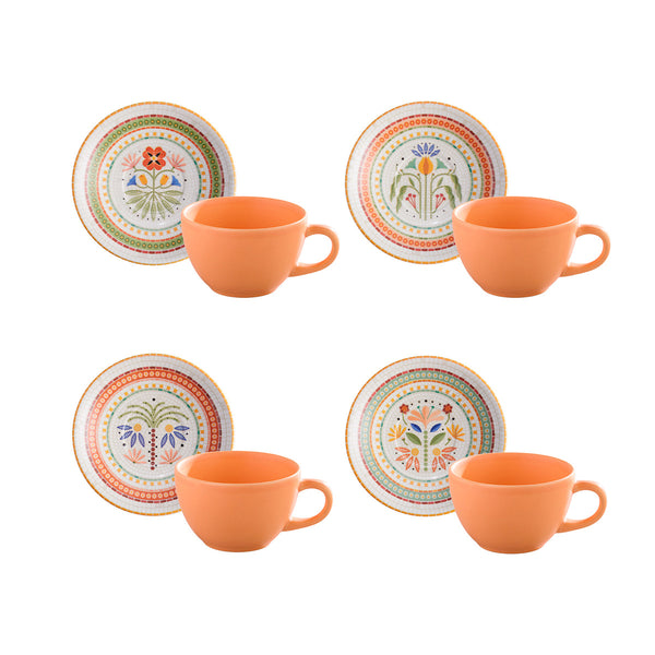 Set de Té Fiore  4 Puestos 8 Piezas / Corona