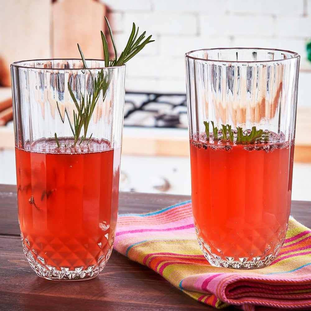 Pasabahce Diony Glass Set - 12 Pieces (6 Large + 6 Small), Dishwasher Safe, Contoured Design