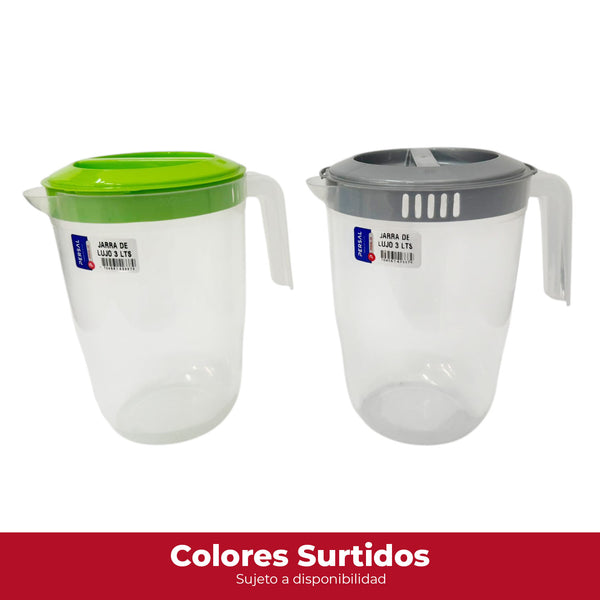 Jarra Plástica 3 Litros Tapa Colores Surtidos / Persal