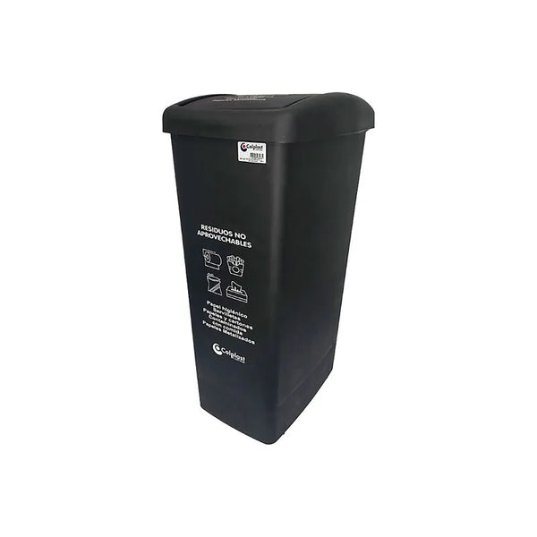 Papelera Vaiven Tapa Plana Negra 55 Litros / Colplast