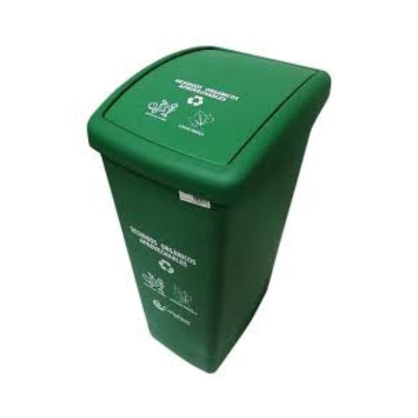 Papelera Vaiven Tapa Plana Verde 55 Litros / Colplast