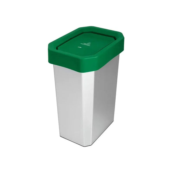 Papelera Vaivén 10 Litros Color Metal Tapa Verde / Estra