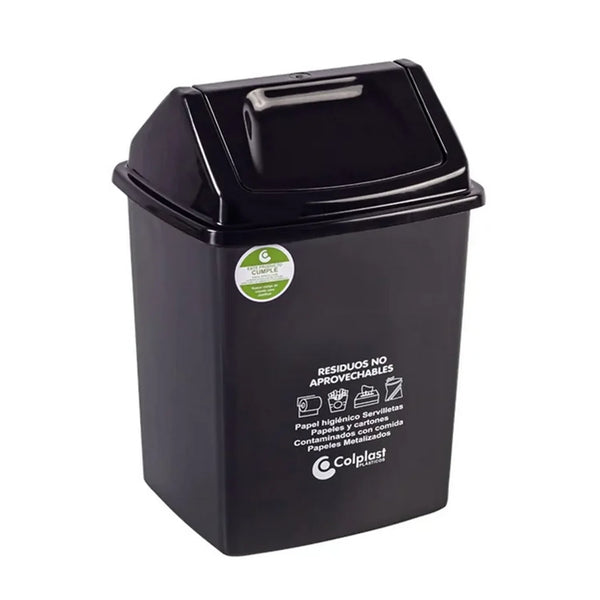 Papelera Vaiven Negra 14 Litros / Colplast