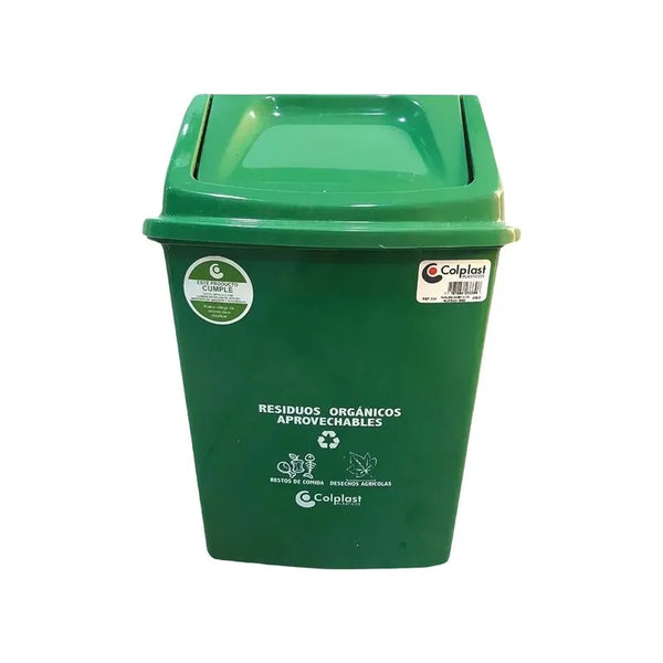 Papelera Vaiven Verde 14 Litros / Colplast