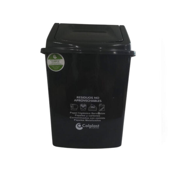 Papelera Vaiven Negra 7 Litros / Colplast