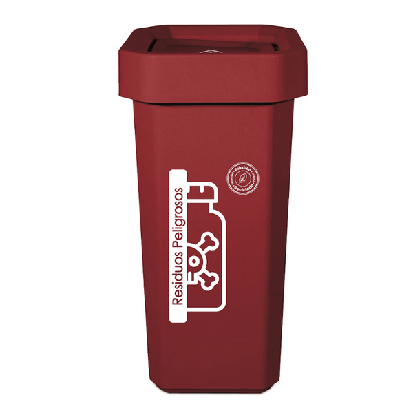 Papelera Vaivén Ecobins 53 Litros Material Reciclado Rojo