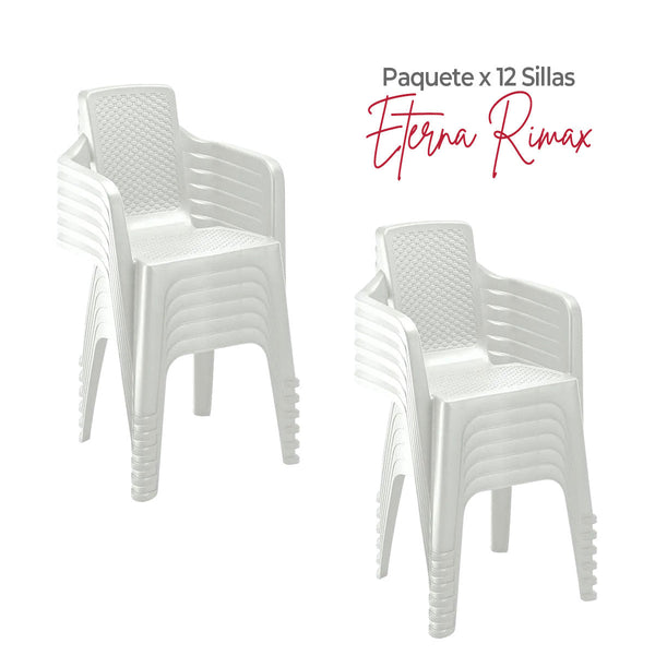 Paquete x 12 Sillas con Brazos Eterna Blanco Arena / Rimax