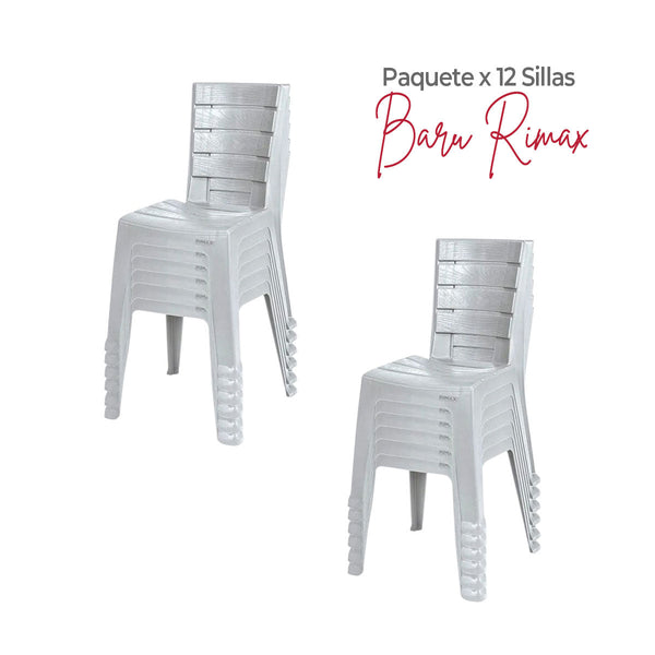 Paquete x 12 Sillas Sin Brazos Barú Gris Hielo / Rimax