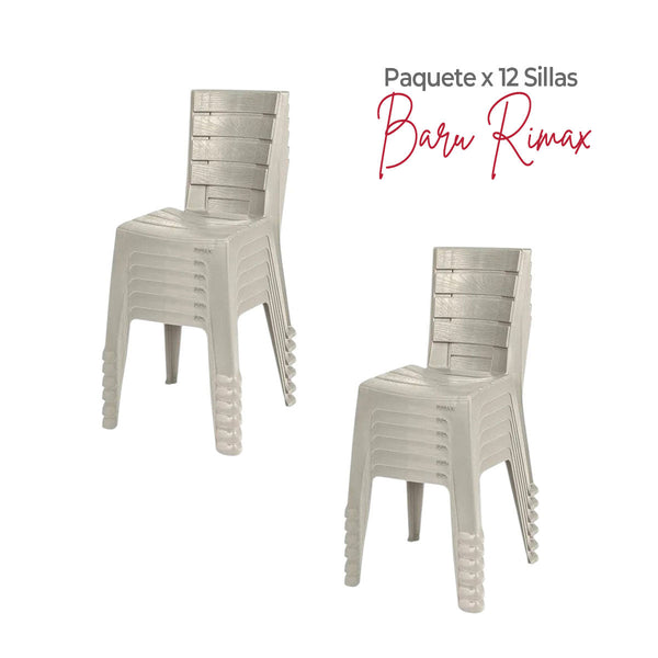 Paquete x 12 Sillas Sin Brazos Barú Taupe / Rimax