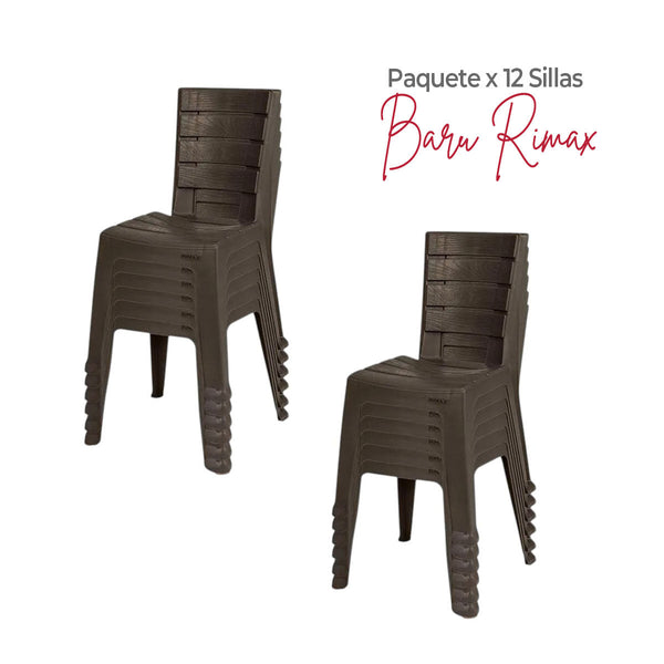 Paquete x 12 Sillas Sin Brazos Barú Wengue / Rimax