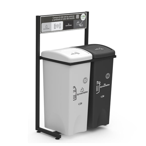 Punto Ecológico X 2 Papeleras 53 Litros Material Reciclado / Estra