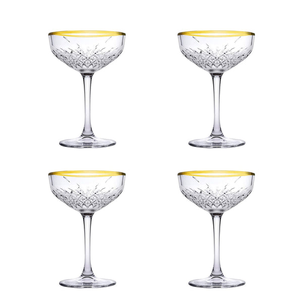 Set x 4 Copas 8.5 oz Rim Gold / Pasabahce