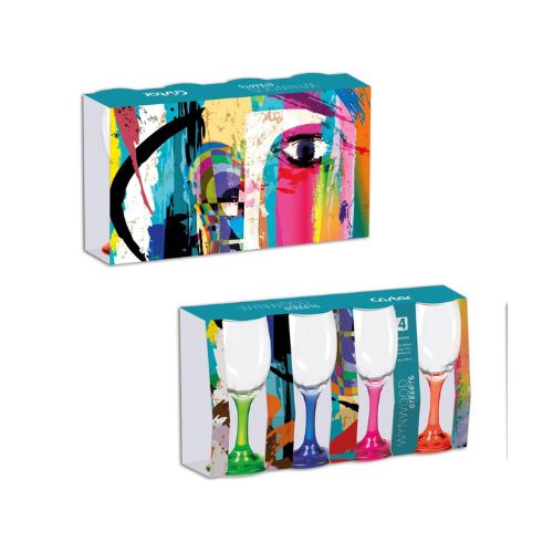 Set x 4 Copas Vino Aragón Neón 10 oz / Cristar