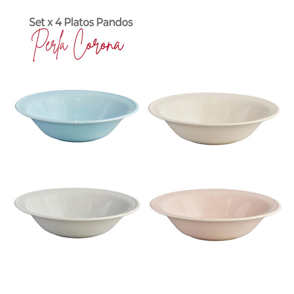 Set x 4 Platos Hondos 482 cc Perla / Corona