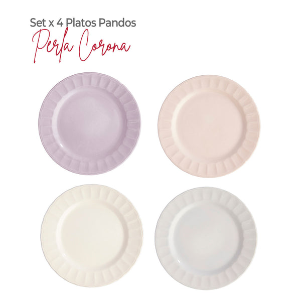 Set x 4 Platos Pandos 24.3 cm Caribe / Corona