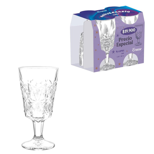 Set x 4 Vasos Diamante / Cristar