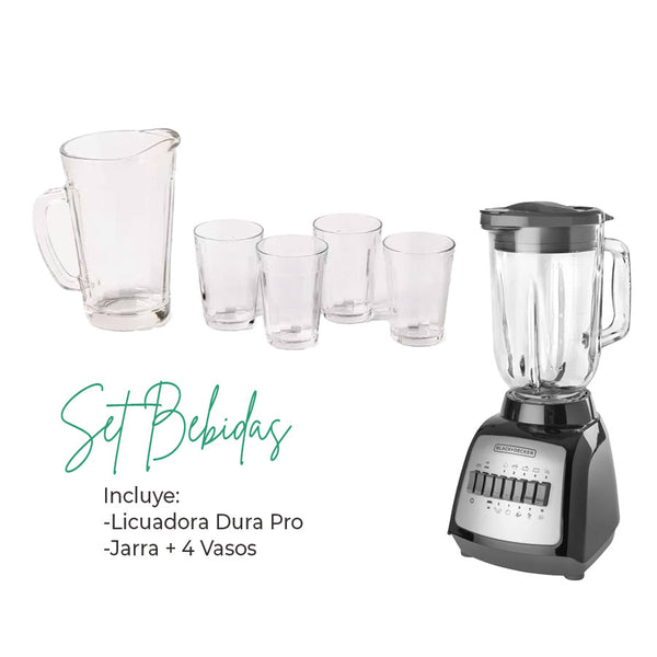 Set Bebidas Licuadora Dura Pro + Juego Jarra y Vasos