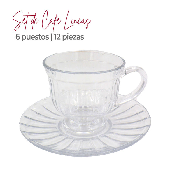Set de Café en Vidrio 12 Piezas Líneas / Haus