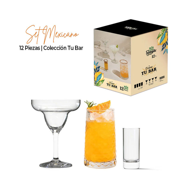 Set Mexicano 12 Piezas Tu Bar / Cristar