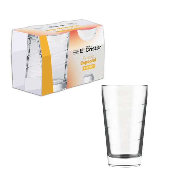 Set x 4 Vasos Spiral Bebidas 12.7 oz Aniversario / Cristar
