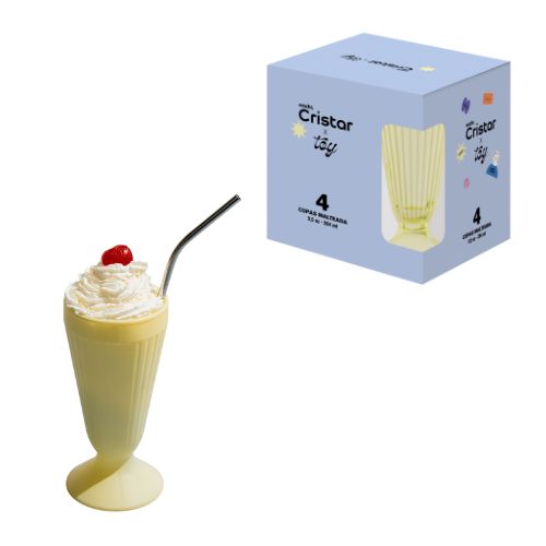 Set x 4 Copa Malteada Amarilla Toy / Cristar