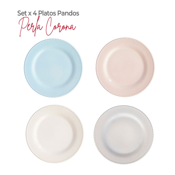 Set x 4 Platos Pandos 24.3 cm Perla / Corona