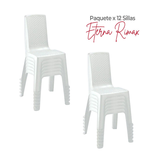 Paquete x 12 Sillas sin Brazos Eterna Blanco Arena / Rimax