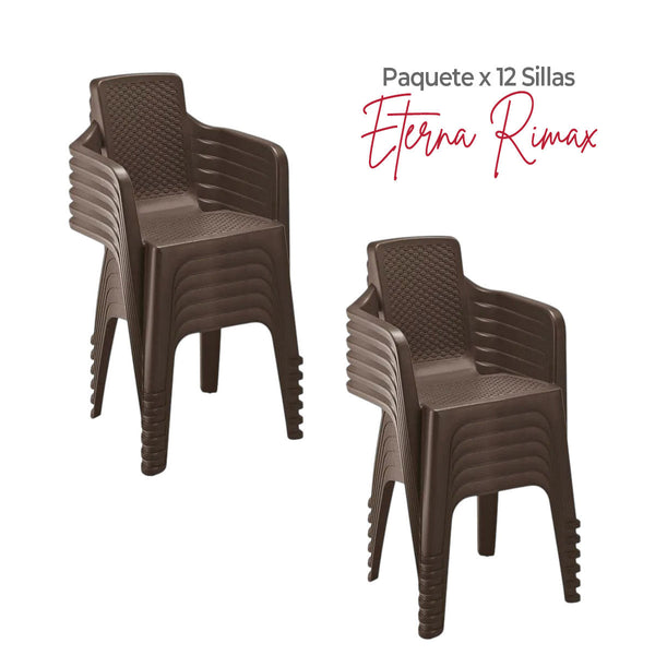 Paquete x 12 Sillas con Brazos Eterna Wengue / Rimax
