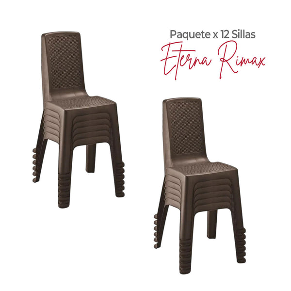 Paquete x 12 Sillas sin Brazos Eterna Wengue / Rimax