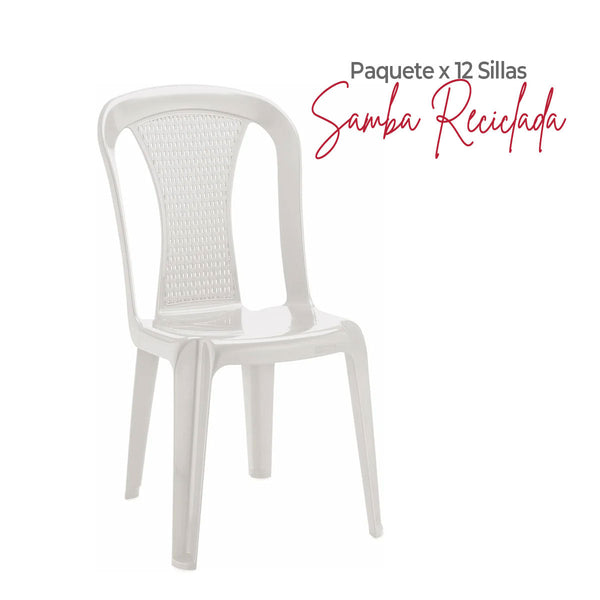 Paquete x 12 Sillas Samba Reciclada Blanco / Rimax