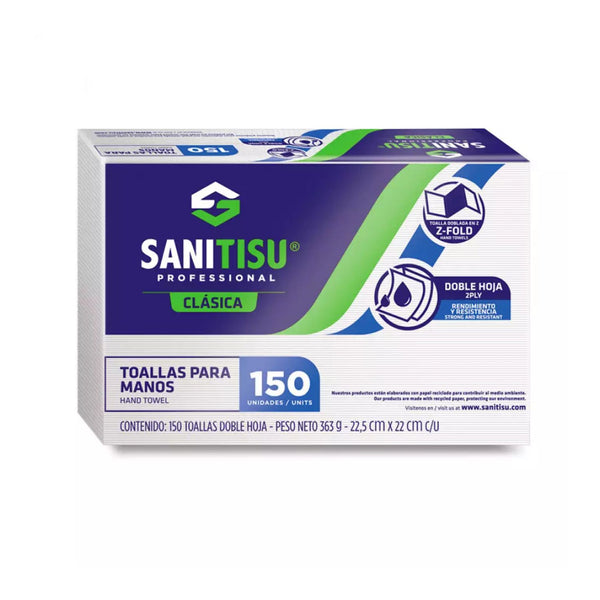 Toalla de Manos x 150 Unidades Blanco / Sanitisu Professional