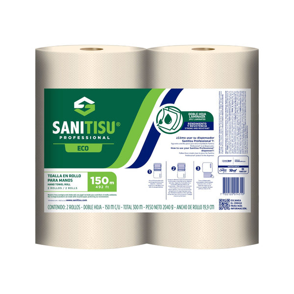 Toalla de Manos x 2 Rollos Natural / Sanitisu Professional