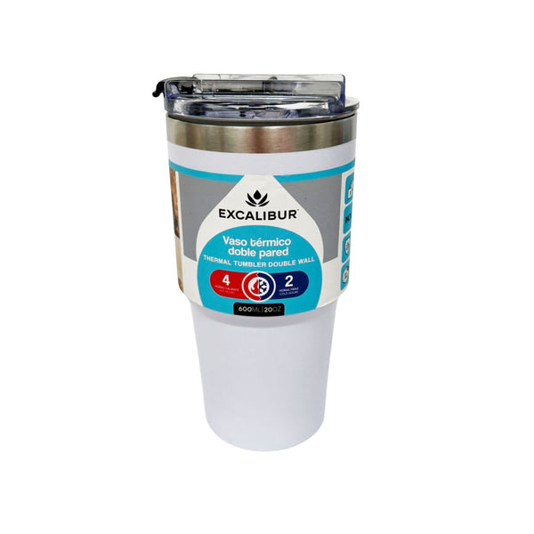 Vaso Térmico en Acero Inoxidable 600 ml Blanco / Excalibur