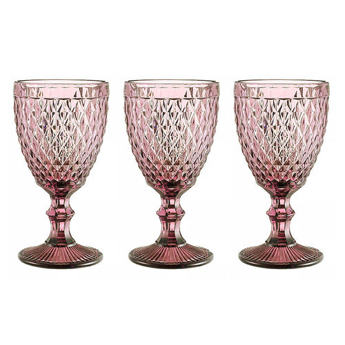 Set x 6 Copas Vino Agua Barroco Rosa / OCT