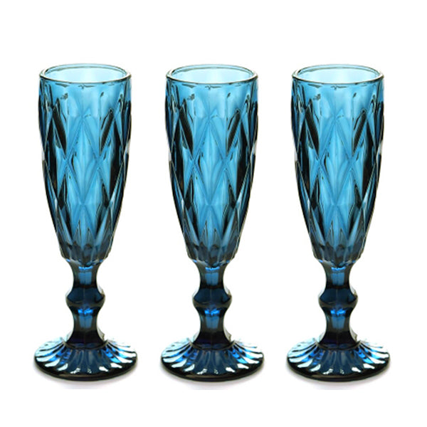 Set x 6 Copas Champaña Vintage Azul / OCT