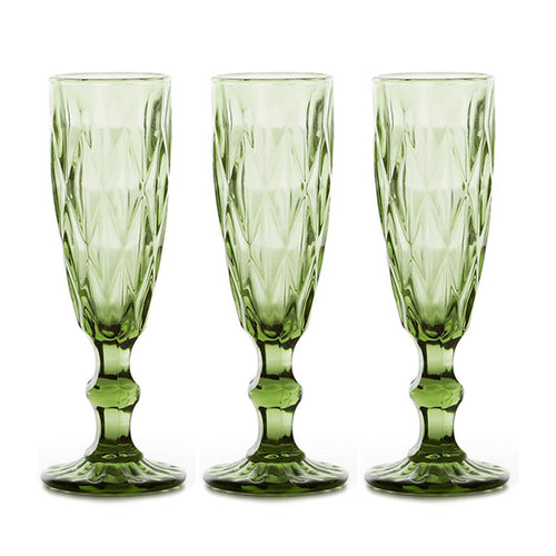 Set x 6 Copas Champaña Vintage Verde / OCT