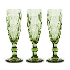Set x 6 Copas Champaña Vintage Verde / OCT