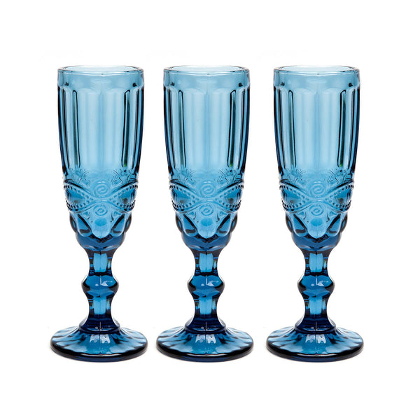 Set x 6 Copas Champaña Vintage Azul / OCT