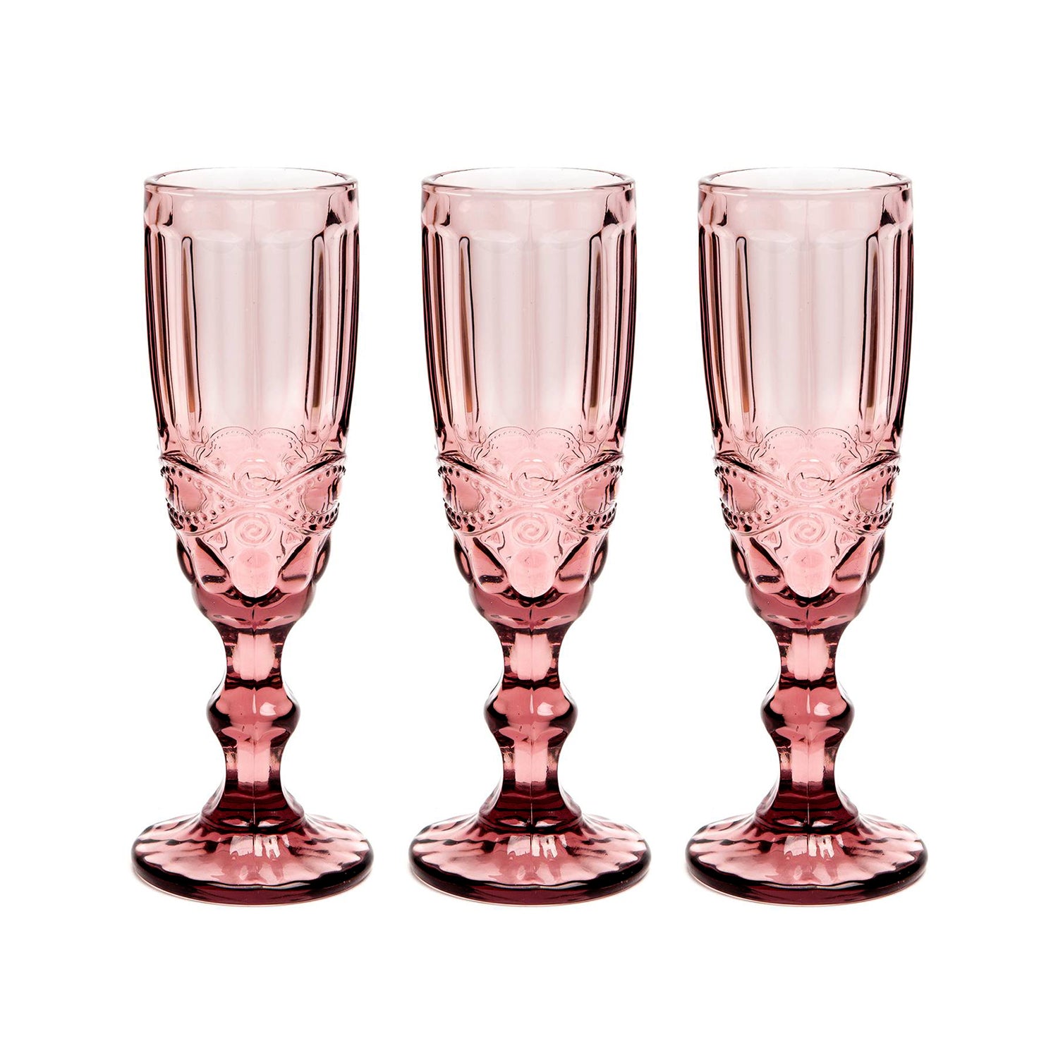 Set x 6 Copas Champaña Vintage Rosa / OCT GLASSWARE INDUSTRIAL CO ...