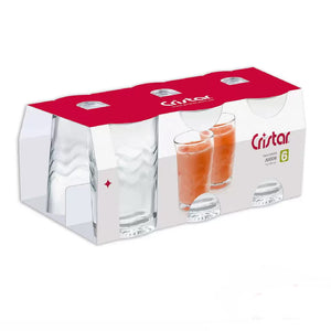 Set x 6 Vasos Jugo Ondas / Cristar