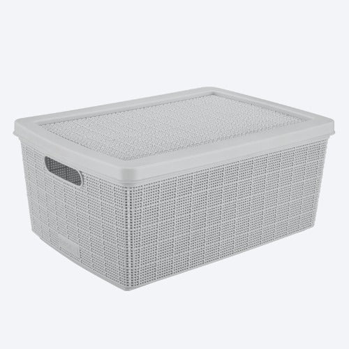 Canasta Fique 13.5 Litros con Tapa Gris Hielo / Rimax