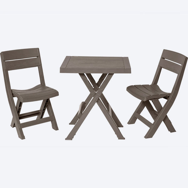 Combo Plegable Barú (Mesa Cuadrada + 2 Sillas) Mocca / Rimax